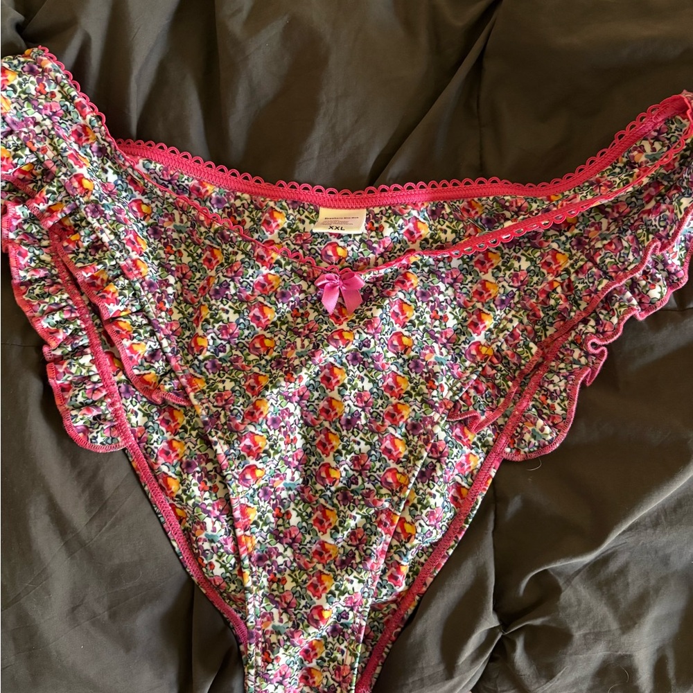 Strawberry Milk Mob Floral Swim Bottoms - Pink and Purple